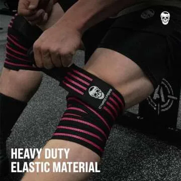 Gymreapers Knee Wraps (Pair) With Strap for Squats, Weightlifting, Powerlifting, Leg Press, and Cross Training - Flexible 72" Knee Wraps for Squatting - For Men & Women (Pink)