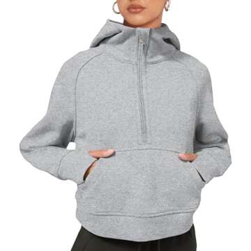 LASLULU Womens Cropped Hoodies Sport Athletic Zip Up Hoodie Sweater Fleece Lined Sweatshirt Long Sle...