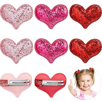 Syhood 9 Pieces Valentine's Day Heart Hair Clips Glitter Sequin Heart Hair Barrettes Heart Hair Clip...
