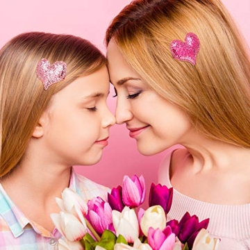 Syhood 9 Pieces Valentine's Day Heart Hair Clips Glitter Sequin Heart Hair Barrettes Heart Hair Clip for Valentines Hair Accessories Christmas Birthday Wedding Themed Party(Red, Rose Red, Pink)