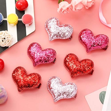 Syhood 9 Pieces Valentine's Day Heart Hair Clips Glitter Sequin Heart Hair Barrettes Heart Hair Clip for Valentines Hair Accessories Christmas Birthday Wedding Themed Party(Red, Rose Red, Pink)