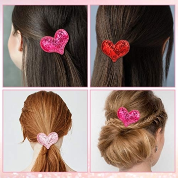 Syhood 9 Pieces Valentine's Day Heart Hair Clips Glitter Sequin Heart Hair Barrettes Heart Hair Clip for Valentines Hair Accessories Christmas Birthday Wedding Themed Party(Red, Rose Red, Pink)