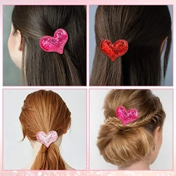 Syhood 9 Pieces Valentine's Day Heart Hair Clips Glitter Sequin Heart Hair Barrettes Heart Hair Clip for Valentines Hair Accessories Christmas Birthday Wedding Themed Party(Red, Rose Red, Pink)