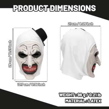 Hcirjhie Halloween Masks, Horror Masks, joker mask，Halloween Horror role-Playing, fun Horror Latex...