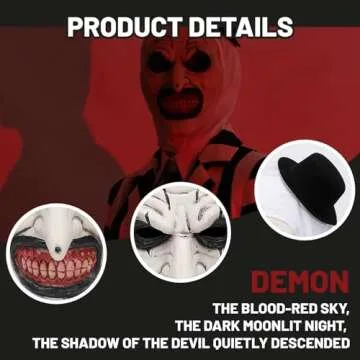 Hcirjhie Halloween Masks, Horror Masks, joker mask，Halloween Horror role-Playing, fun Horror Latex Masks, fun Horror Mask Toys, scary clown mask，Perfect for Halloween Disguise Parties