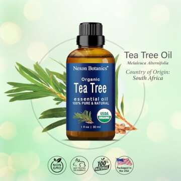 Organic Tea Tree Oil 30 ml - Pure Natural Essential Oil for Skin, Hair, Face, Scalp, Soothing Aromat...