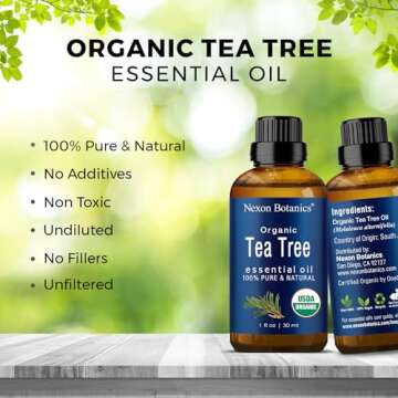 Organic Tea Tree Oil 30 ml - Pure Natural Essential Oil for Skin, Hair, Face, Scalp, Soothing Aromatherapy & Diffusers - Nexon Botanics