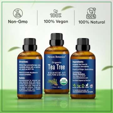 Organic Tea Tree Oil 30 ml - Pure Natural Essential Oil for Skin, Hair, Face, Scalp, Soothing Aromatherapy & Diffusers - Nexon Botanics