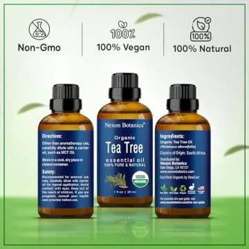 Organic Tea Tree Oil 30 ml - Pure Natural Essential Oil for Skin, Hair, Face, Scalp, Soothing Aromatherapy & Diffusers - Nexon Botanics