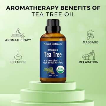 Organic Tea Tree Oil 30 ml - Pure Natural Essential Oil for Skin, Hair, Face, Scalp, Soothing Aromatherapy & Diffusers - Nexon Botanics