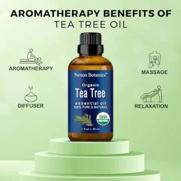 Organic Tea Tree Oil 30 ml - Pure Natural Essential Oil for Skin, Hair, Face, Scalp, Soothing Aromatherapy & Diffusers - Nexon Botanics