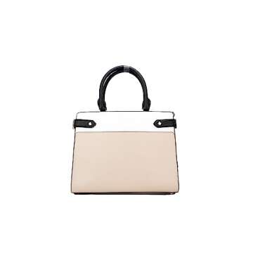 Kate Spade New York Staci Medium Saffiano Leather Satchel Purse in Warm Beige/Black