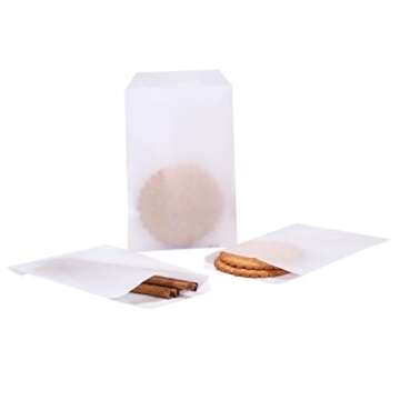 Flat Glassine Waxed Paper Treat Bags 4x6 Semi-Transparent for Bakery Cookies Candies Dessert Chocolate Party Favor, Pack of 100 by Quotidian (4'' x 6'')