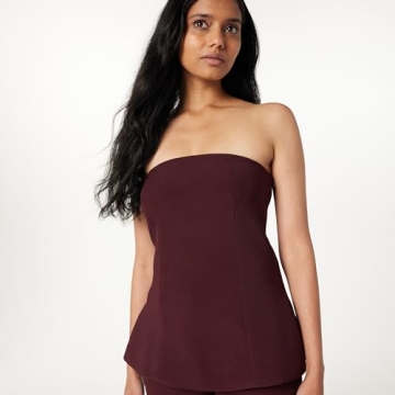 The Drop Stowe Woven Strapless Tunic in Raisin