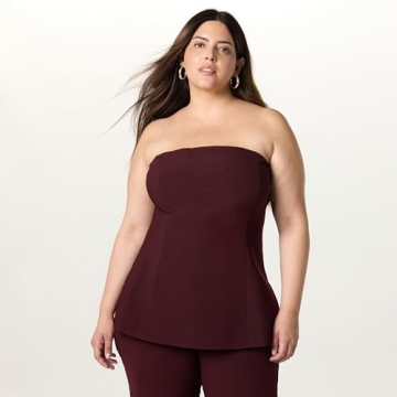 The Drop Stowe Woven Strapless Tunic in Raisin
