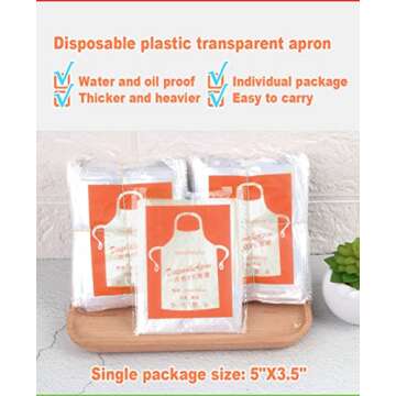 UniPleased Disposable Aprons (100 Count), Plastic apron for Painting Party, Cooking, Housework, Picn...