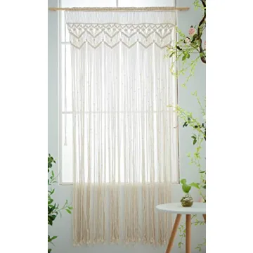 Hysunland Handmade Boho Macrame Curtain for Elegant Decor