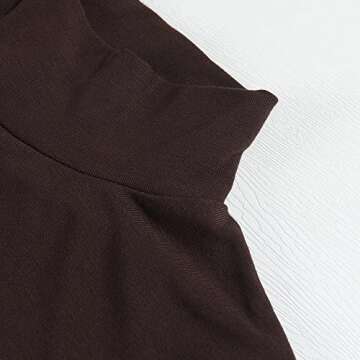 PALINDA Women's Mock Turtleneck Long Sleeve Bodysuit Leotard Stretchy Basic Layering Tops(Brown M)