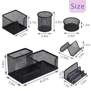 EXOFC Mesh Desk Organizer Set,Office Desk Accessories with Pen holder Paper Clip Holder for Desk,Off...