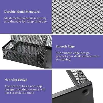 EXOFC Mesh Desk Organizer Set,Office Desk Accessories with Pen holder Paper Clip Holder for Desk,Office Supplies Caddy Great for Home School (Black)