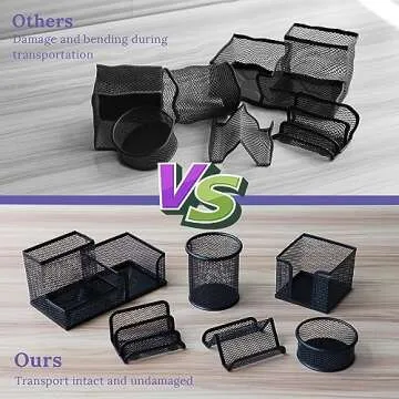 EXOFC Mesh Desk Organizer Set,Office Desk Accessories with Pen holder Paper Clip Holder for Desk,Office Supplies Caddy Great for Home School (Black)