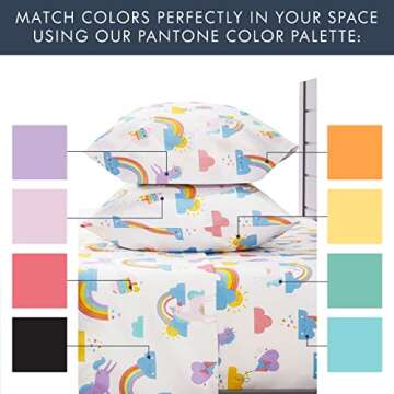 Where The Polka Dots Roam Rainbow and Unicorn 3 Pieces Twin Bed Sheet Set |Super Soft Premium Beddin...