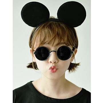 CHuangQi Mouse Ears Headband (Set of 2), Solid Black Ears for Boy & Girl Birthday Party, Party Favors