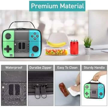 Tongtai Kids Lunch Box,Boy Insulated Lunch Boxes Game Leather Lunch Bag for School,Thermal Meal Cooler Lunch Bags for Boys Girls Kids Toddler Teen