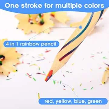 ThEast 30 Pieces Easter Basket Stuffers for Teens, 4 in 1 Rainbow Colored Pencils for Kids, Multicolor Pencil, Goodie Bags Stuffers, Party Favors, Pre-sharpened