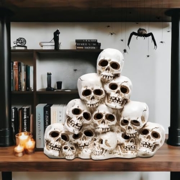 Eerie Skeleton Pyramid Halloween Decor with Lights