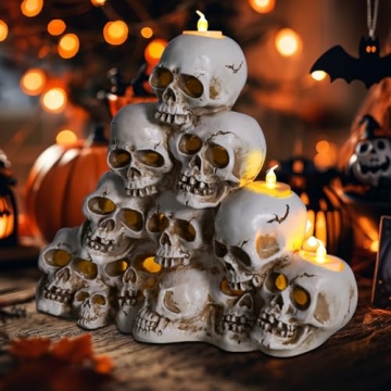 Eerie Skeleton Pyramid Halloween Decor with Lights