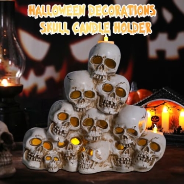 Eerie Skeleton Pyramid Halloween Decor with Lights