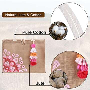 Itgowisa Personalized Tote Bag for Women Pink Beach Bag Waterproof Sandproof Jute Tote Bag with Handles Pocket Cute Birthday Gift Bag Stylish Tassel Purse Straw Beach Bag Vacation Unique Gifts for Her