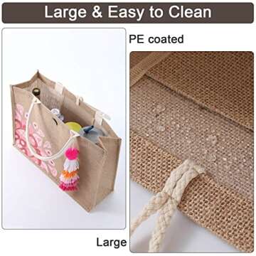 Itgowisa Personalized Tote Bag for Women Pink Beach Bag Waterproof Sandproof Jute Tote Bag with Handles Pocket Cute Birthday Gift Bag Stylish Tassel Purse Straw Beach Bag Vacation Unique Gifts for Her