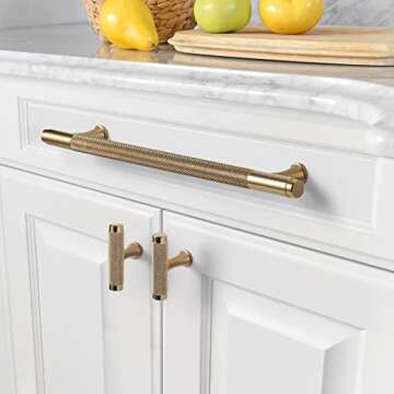 Asidrama 6 Pack 7.5 Inch(192mm) Knurled Champagne Bronze Kitchen Cabinet Handles, Gold Cabinet Pulls...