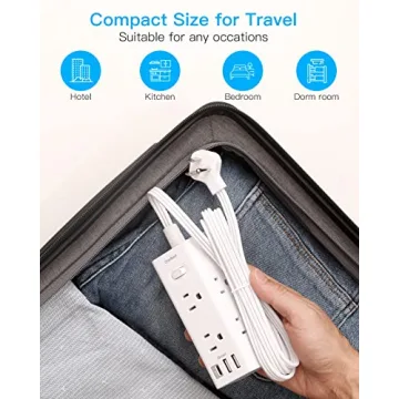 10Ft Extension Cord with 6 Outlets & USB Ports