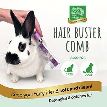 Small Pet Select - Hair Buster Comb for Rabbits, Cats and Dogs, Metal Pet Comb for Shedding and Deta...