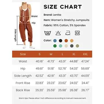 Lentta Women's Causal Jumpsuits V Neck Sleeveless Harem Overalls Stretchy Adjustable Strap Romper with Pockets(Rust-XXL)
