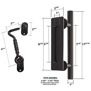 MJC Heavy-Duty Sliding Barn Door Hardware Kit with Latch
