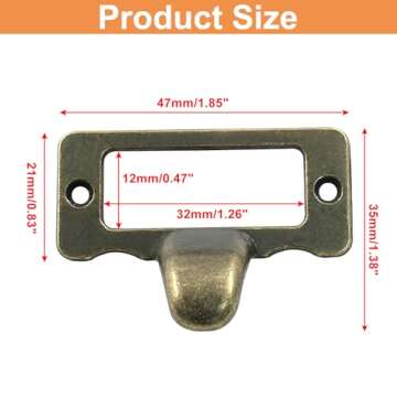Unlorspy 10 Pcs Antique Bronze Library Label Card Catalog Pulls,Vintage Label Holder Pull Handle, Ca...