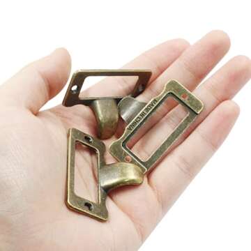 Unlorspy 10 Pcs Antique Bronze Library Label Card Catalog Pulls,Vintage Label Holder Pull Handle, Card Holder Drawer Pulls with Screws for Drawer Cabinet Box Case