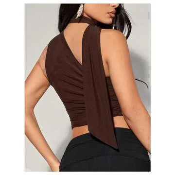 GORGLITTER Women's One Shoulder Tank Top with Ruched Asymmetrical Hem | Stylish Summer Wear