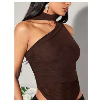 GORGLITTER Women's One Shoulder Tank Top for Stylish Comfort