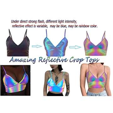 Giovacker Reflective Crop Top for Festivals & Clubs