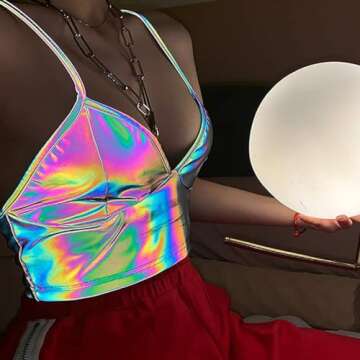Giovacker Reflective Crop Top for Festivals & Clubs
