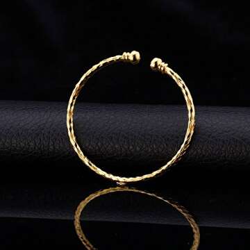 U7 Simple Cuff Bracelet 18K Gold Platinum Plated Fine Bangle Bracelet Fashion Jewelry for Women