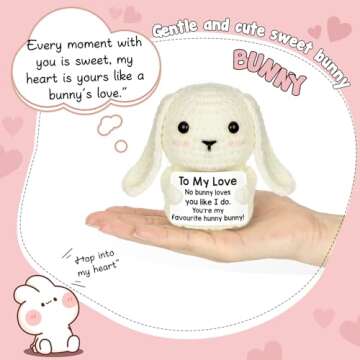 Mini Birthday Present ldeal for Boyfriend Girlfriend Wife Husband To My Love Cute Easter Basket Stuffers for Couples Funny Handmade Crochet Bunny for Women Fiance Him Her Couple Birthday Decor