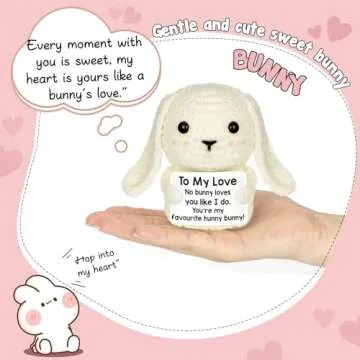 Mini Birthday Present ldeal for Boyfriend Girlfriend Wife Husband To My Love Cute Easter Basket Stuffers for Couples Funny Handmade Crochet Bunny for Women Fiance Him Her Couple Birthday Decor