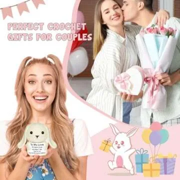 Mini Birthday Present ldeal for Boyfriend Girlfriend Wife Husband To My Love Cute Easter Basket Stuffers for Couples Funny Handmade Crochet Bunny for Women Fiance Him Her Couple Birthday Decor