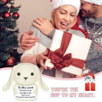 Mini Birthday Present ldeal for Boyfriend Girlfriend Wife Husband To My Love Cute Easter Basket Stuffers for Couples Funny Handmade Crochet Bunny for Women Fiance Him Her Couple Birthday Decor